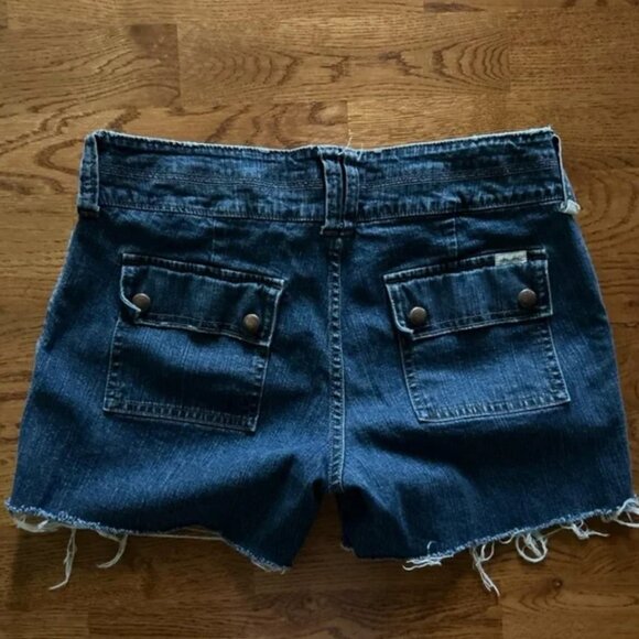 abercrombie kids Jean Shorts Denim Low Rise Stretch Blue Cut Off 16 girls pocket - Picture 3 of 4
